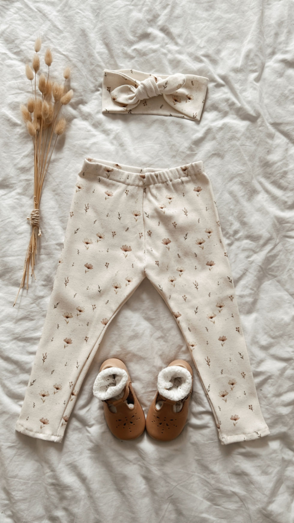 Thumbnail: Legging bébé/enfant jersey à fines côtes «Fleurs bohèmes»