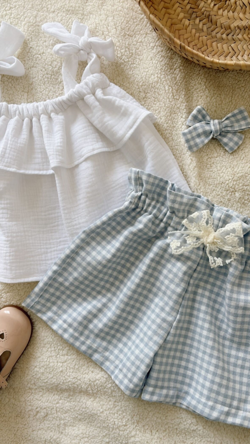 Miniature : Blouse à bretelles gaze de coton  « Blanc»