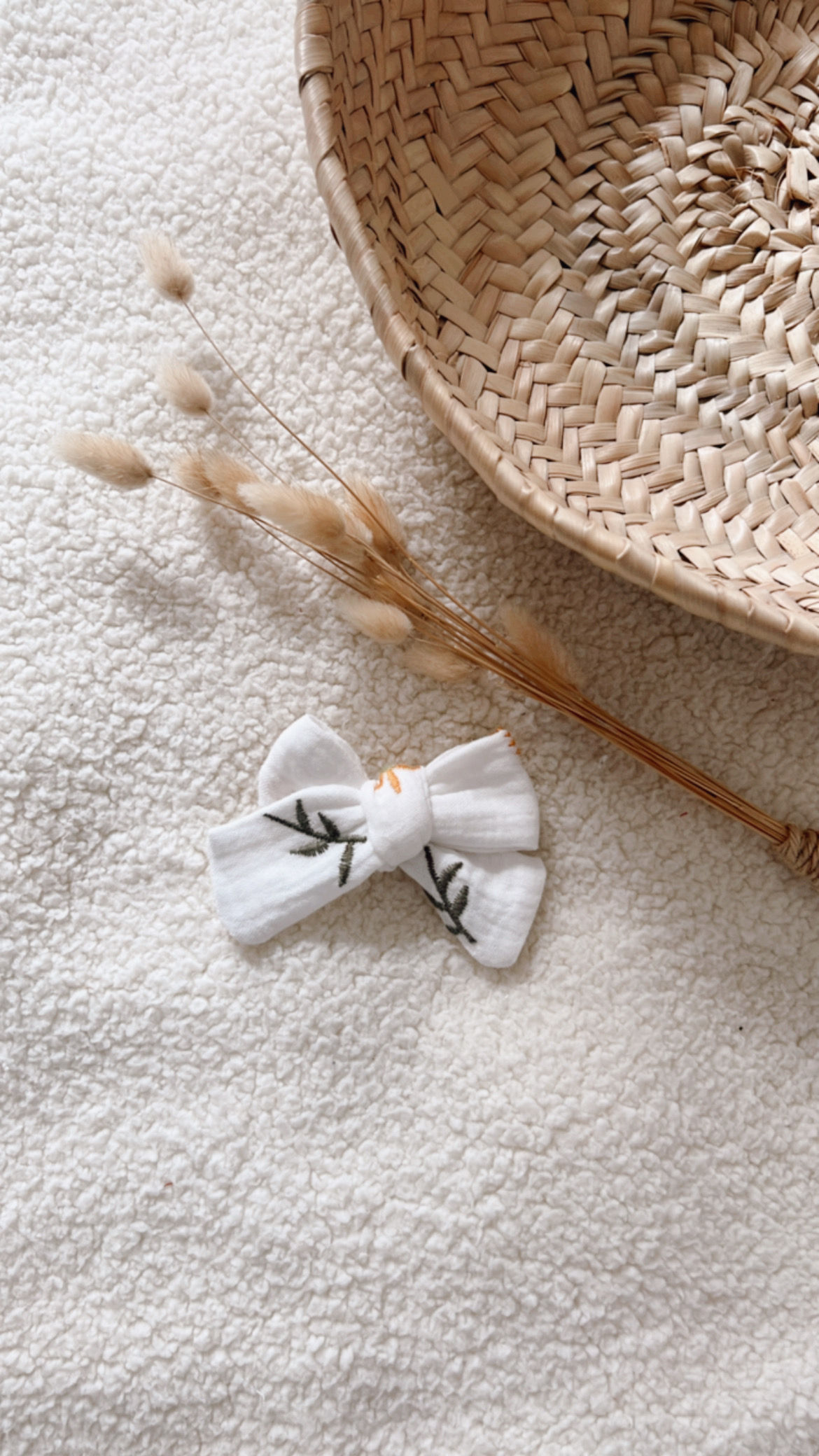 Barrette bébé/fille noeud double gaze de coton "Margot"