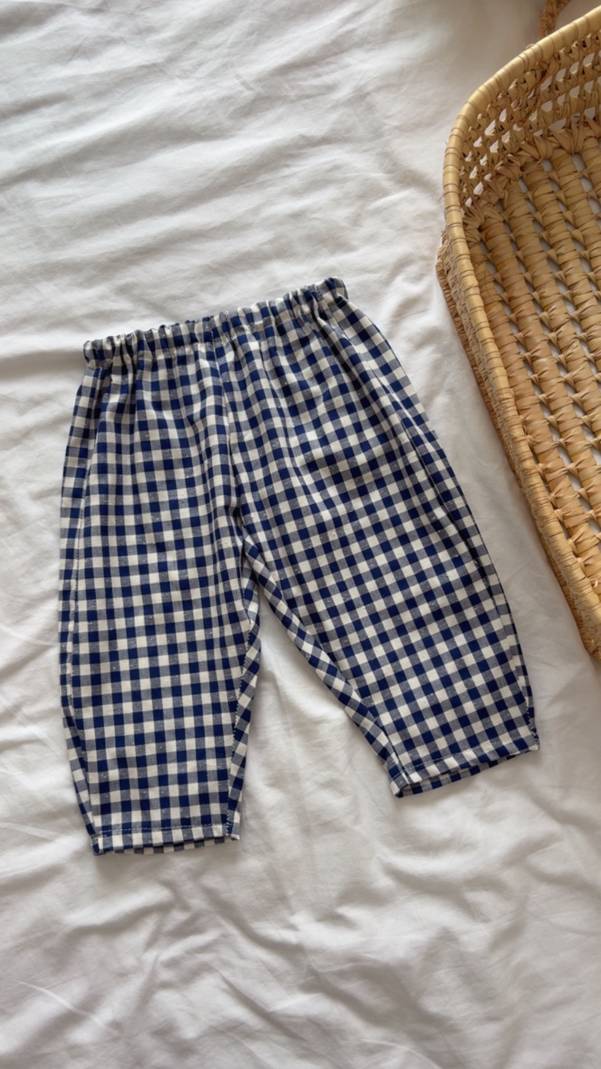 Pantalon Carrot bébé/enfant « Vichy bleu marine»