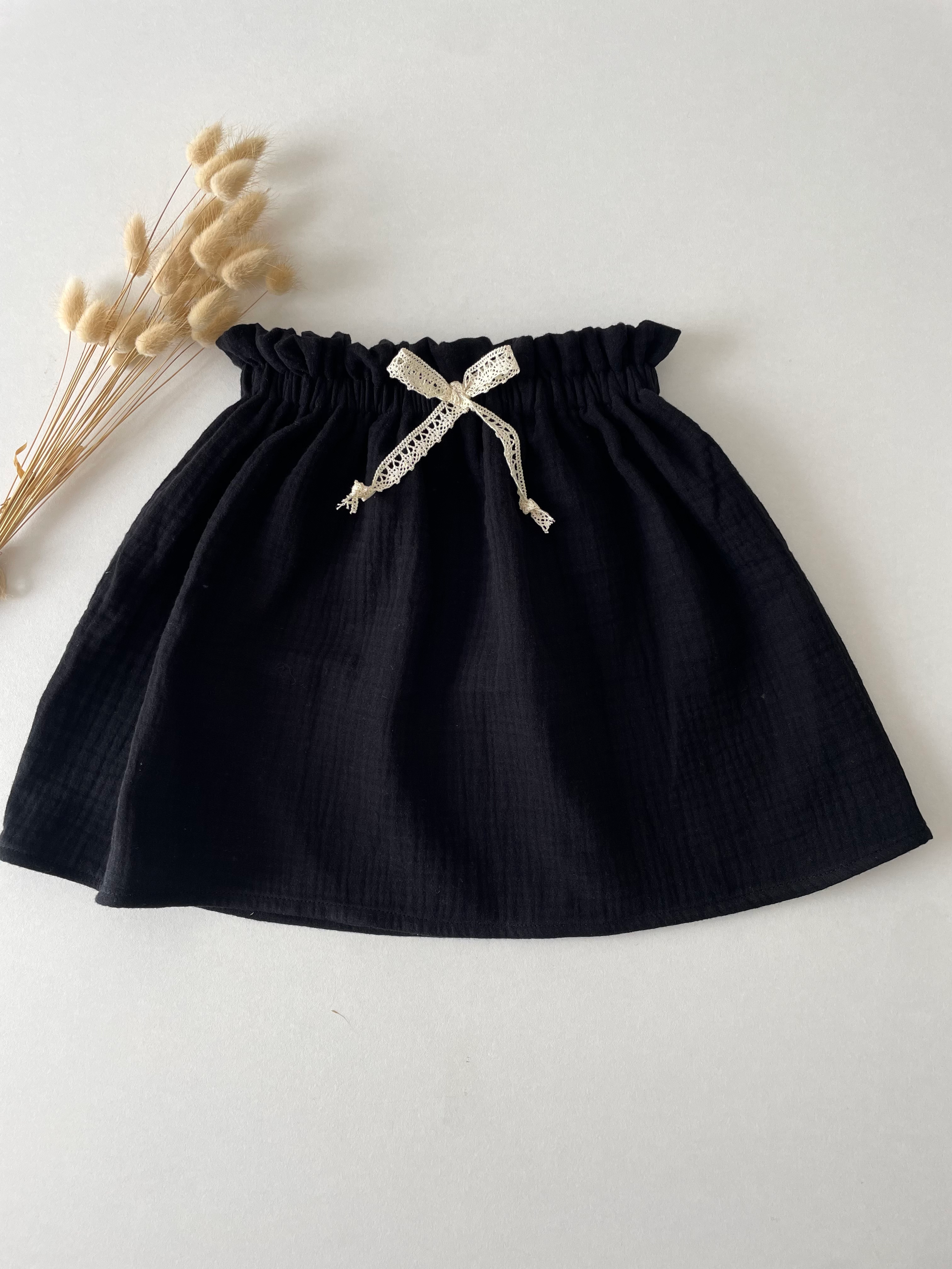 Jupe bébé/fille Gaze de coton "Noire"