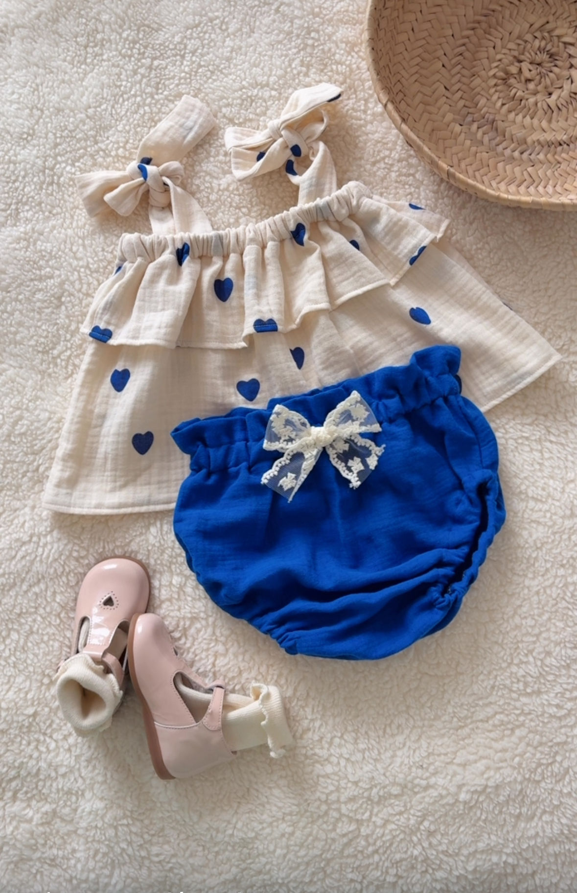 Bloomer double gaze de coton bio «Bleu cobalt»