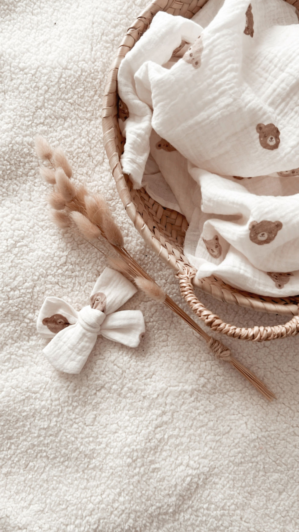 Barrette bébé/fille noeud gaze de coton « Léon»