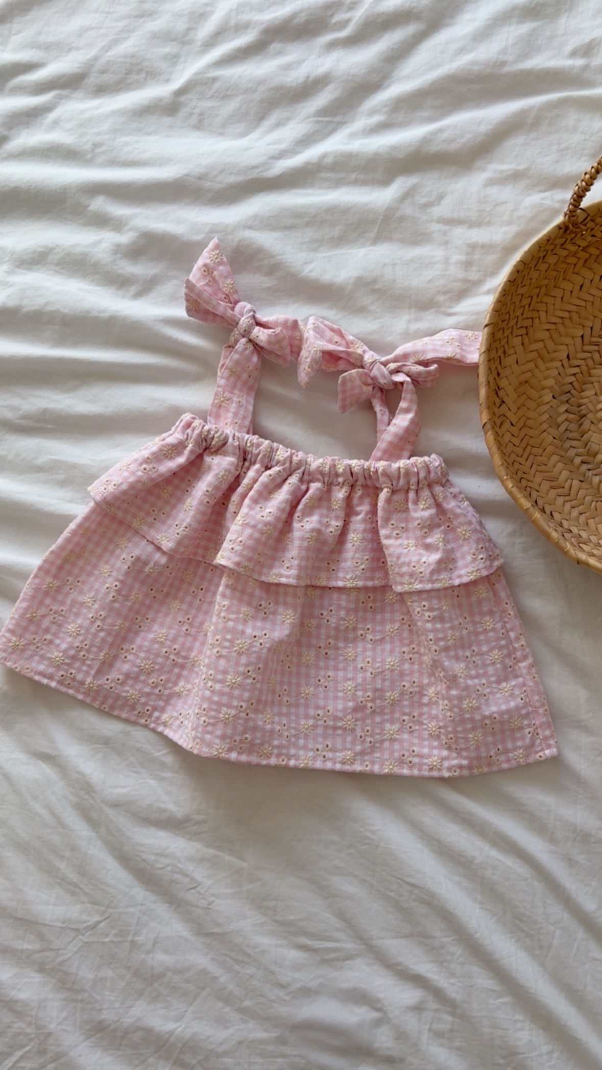 Blouse à bretelles seersucker/coton gaufré   « Isaya»