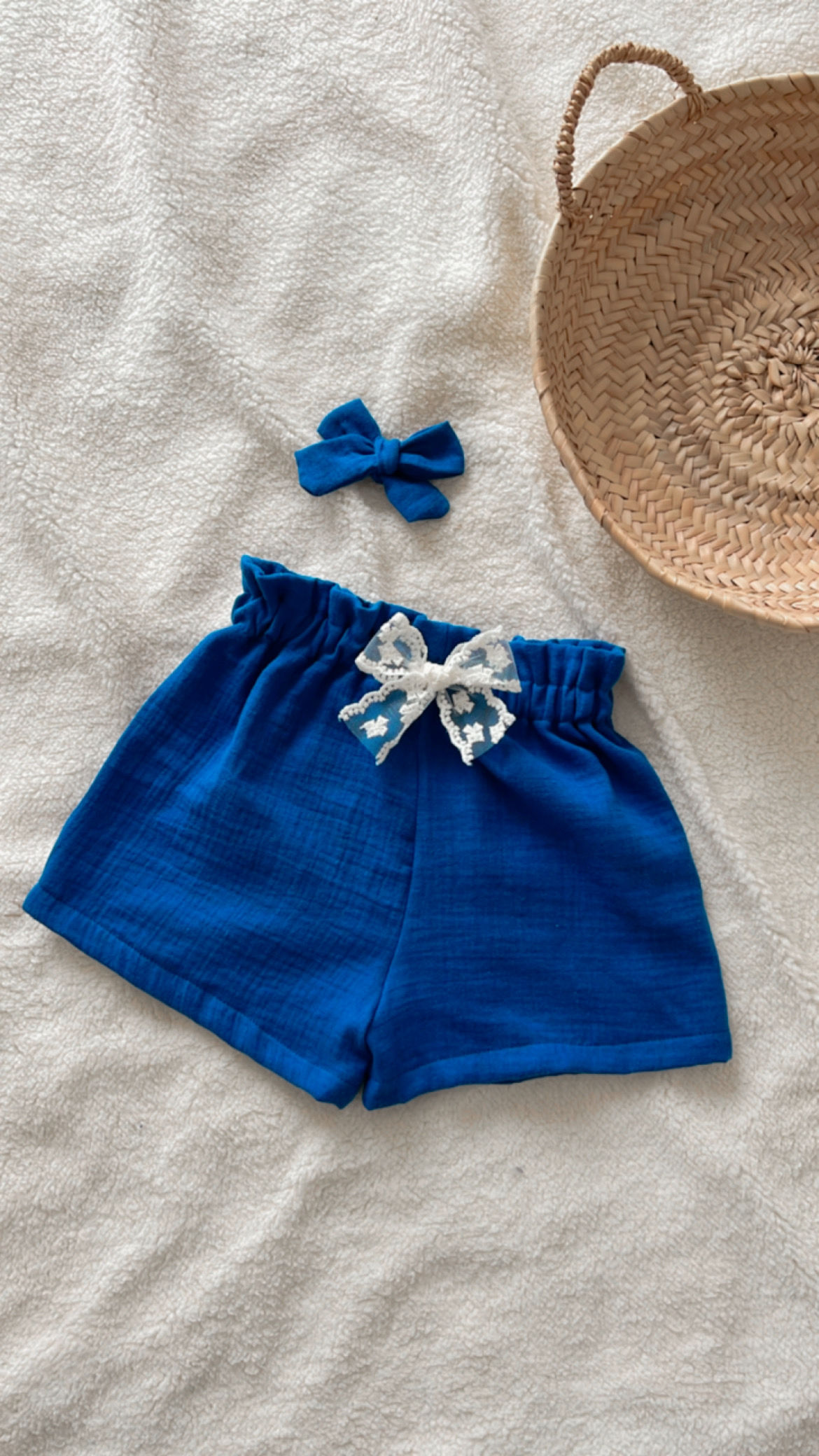 Short bébé/enfant double gaze « Bleu cobalt »