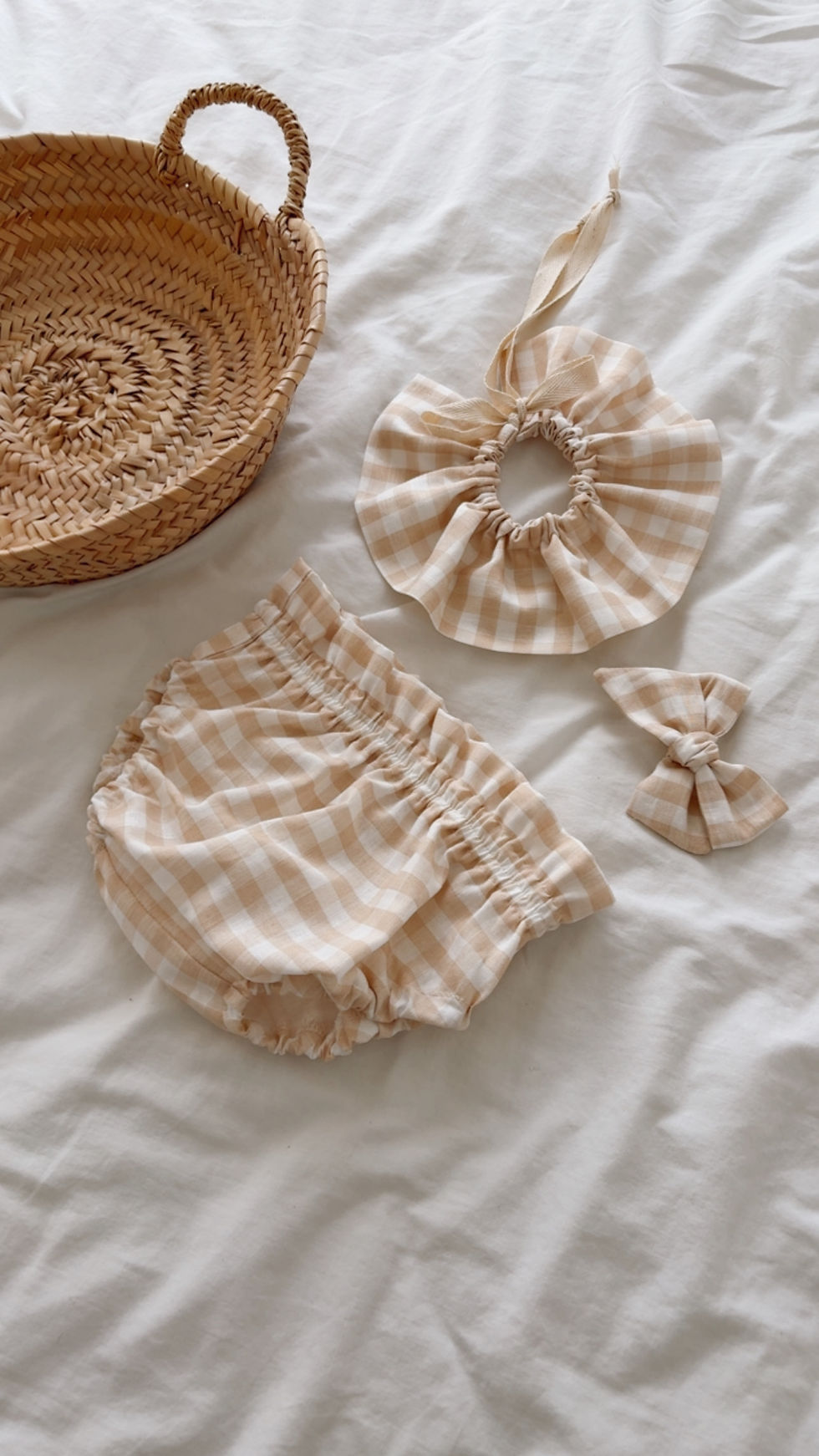 Miniature : Col  volanté  Vichy beige « Leontine »