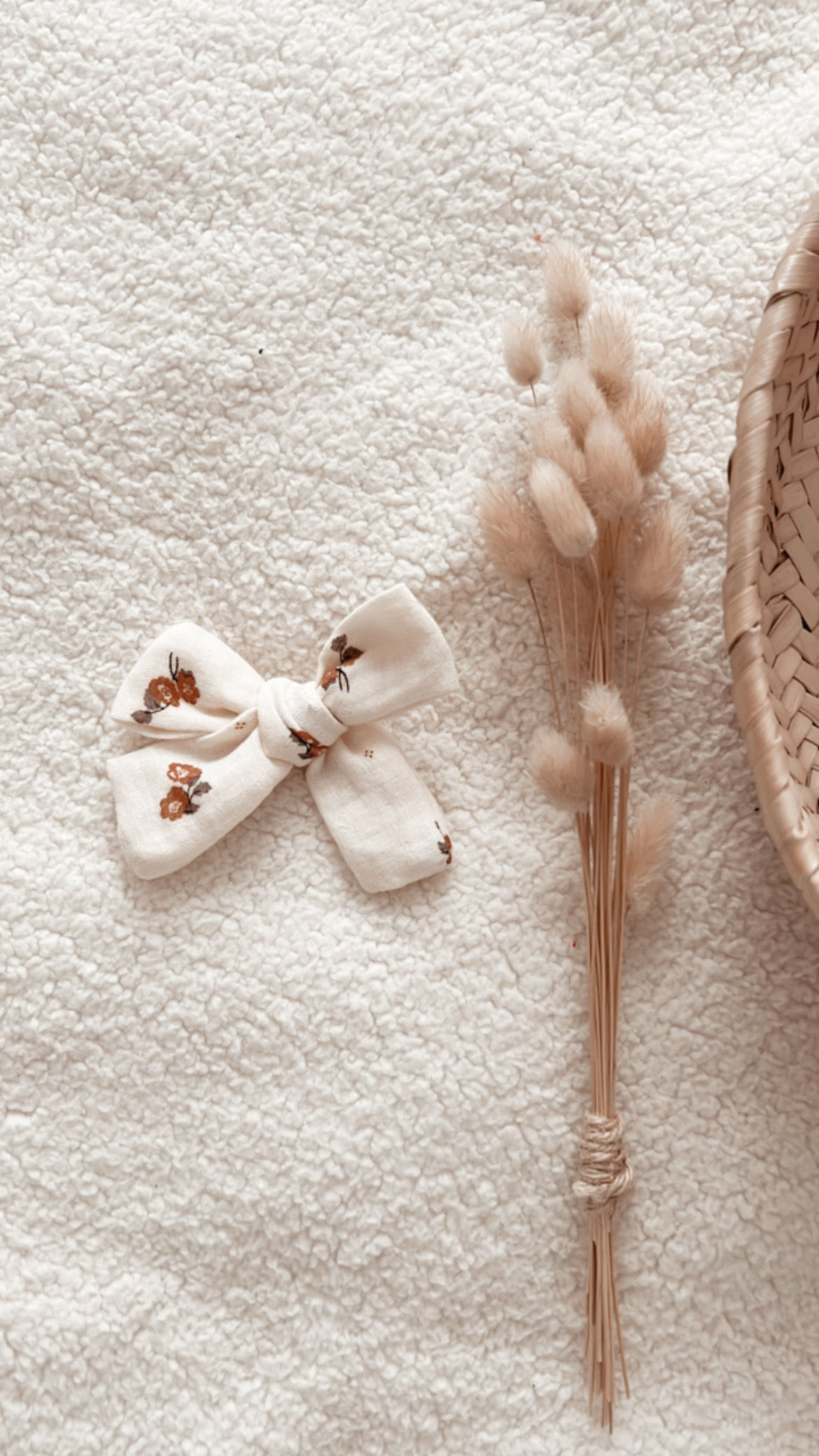 Barrette bébé/fille noeud  gaze de coton « Hana»