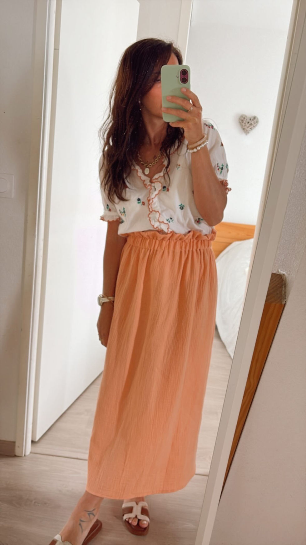 Thumbnail: Jupe Femme double Gaze de coton "Abricot"