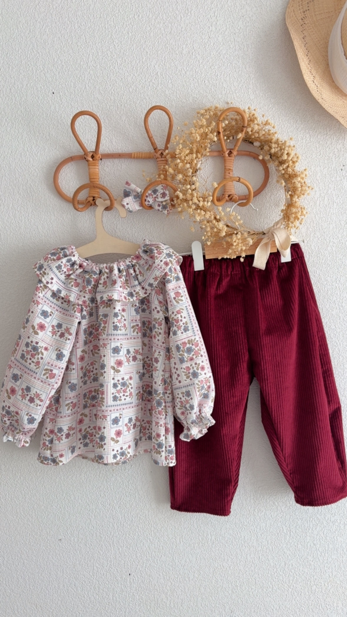 Pantalon Carrot bébé/enfant "Velours bordeaux "