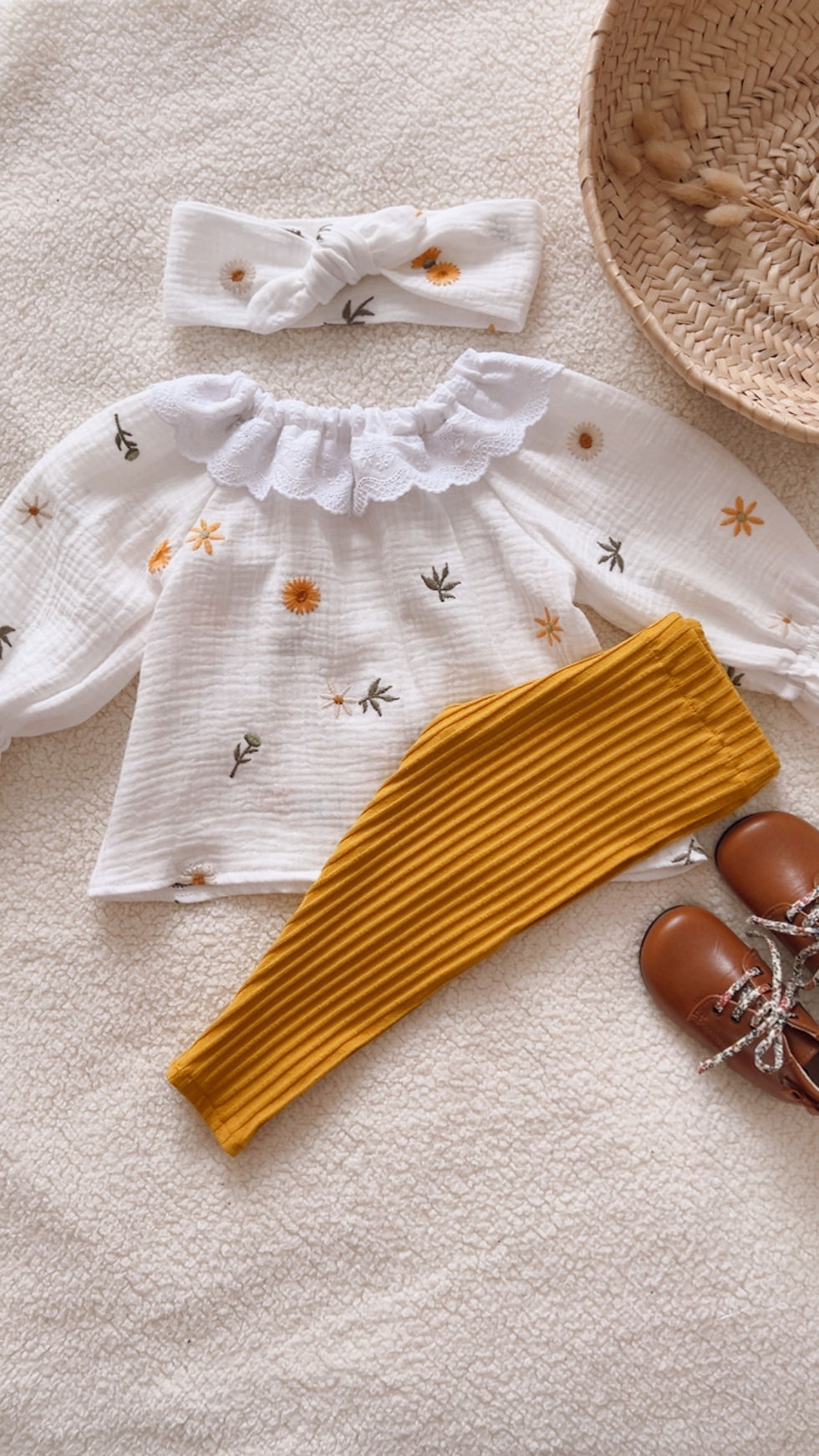 Thumbnail:  Legging bébé/enfant jersey côtelé "Ocre"