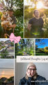 Collage of smiling people, a corgi, cockatoo, and nature scenes at sunset, with text Unfiltered Thoughts: Log #5 and asheycakes.com