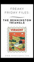 Poster reading Freaky Friday Files: The Bennington Triangle, with a Vermont landscape stamp illustration and asheycakes.com.