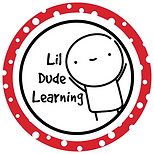 Lil Dude Learning Logo with a red and white dotted border