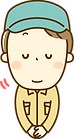 おじぎする作業服の男性