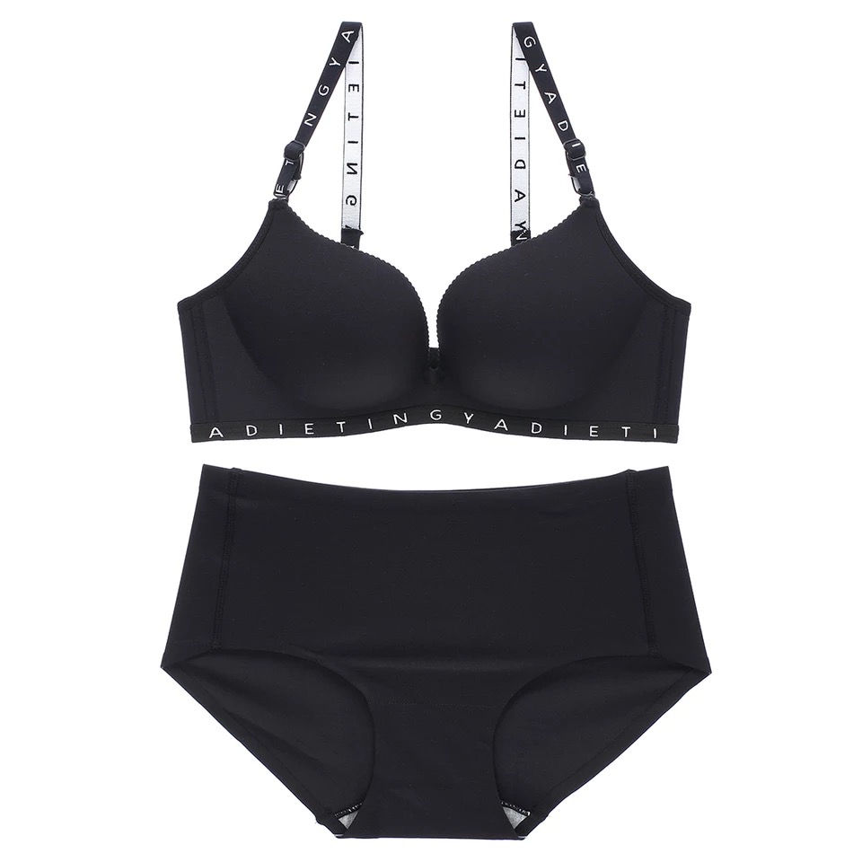 Miniatura: 六只兔子无痕无钢圈文胸性感聚拢胸罩个性舒适少女字母内衣套装