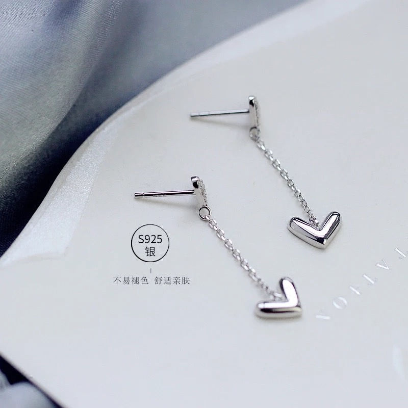 Miniatura: 小Z优品 少女心 S925纯银镶钻心心相连可爱爱心耳钉 情人节礼物女