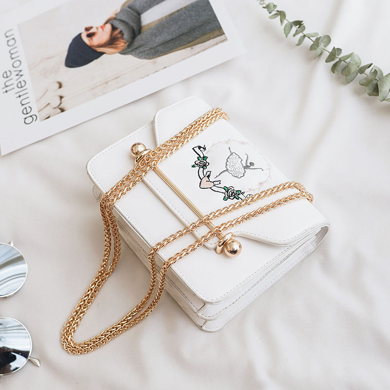 Miniatura: 小包包2017夏新款时尚女包个性刺绣百搭链条小方包迷你单肩斜挎包