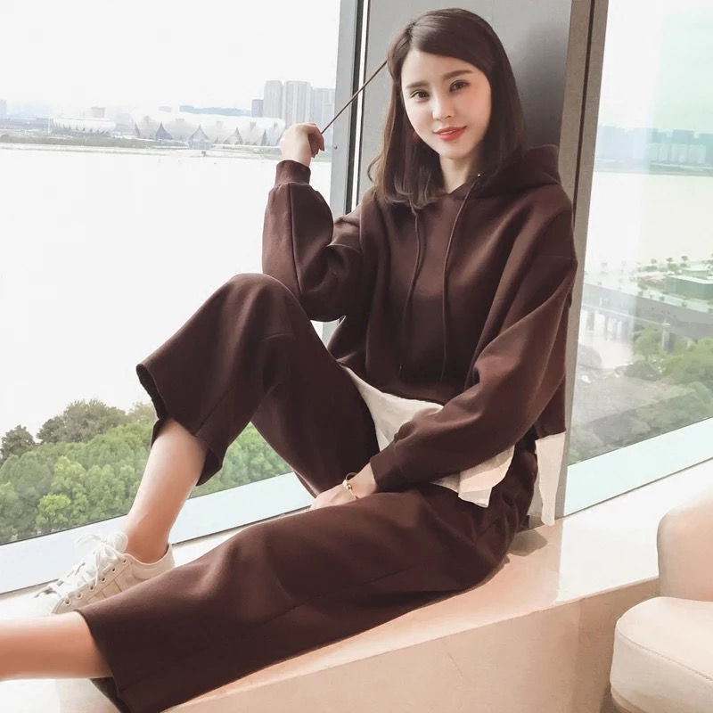 Miniatura: 时尚套装 冬装新款女装2017 韩版连帽长袖加绒卫衣+阔腿裤两件套