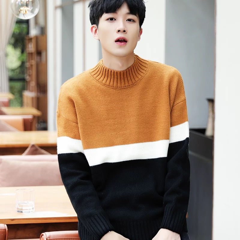 Miniatura: 2017秋冬季男装新款毛衣男半高领韩版宽松学生套头针织衫男士外套