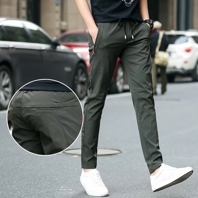 Miniatura: 夏季休闲裤男士韩版潮流松紧速干百搭黑色春秋长裤弹力男装运动裤