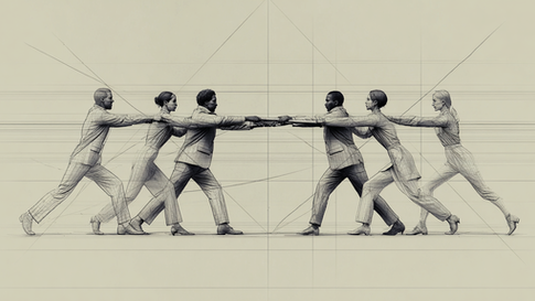 A tug of war between 2 teams