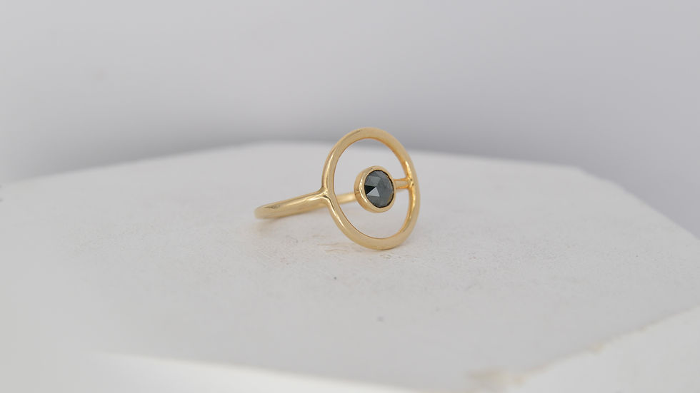 Thumbnail: geometric statement gold diamond ring