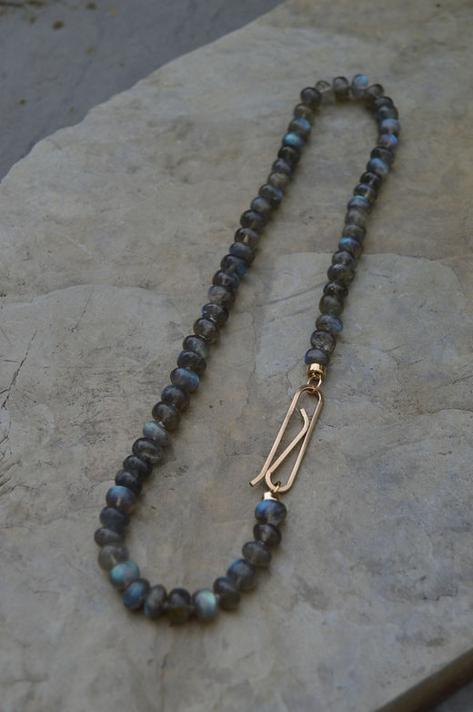 Labradorite Necklace with Gold Filled Paperclip Clasp | AM Jewelry