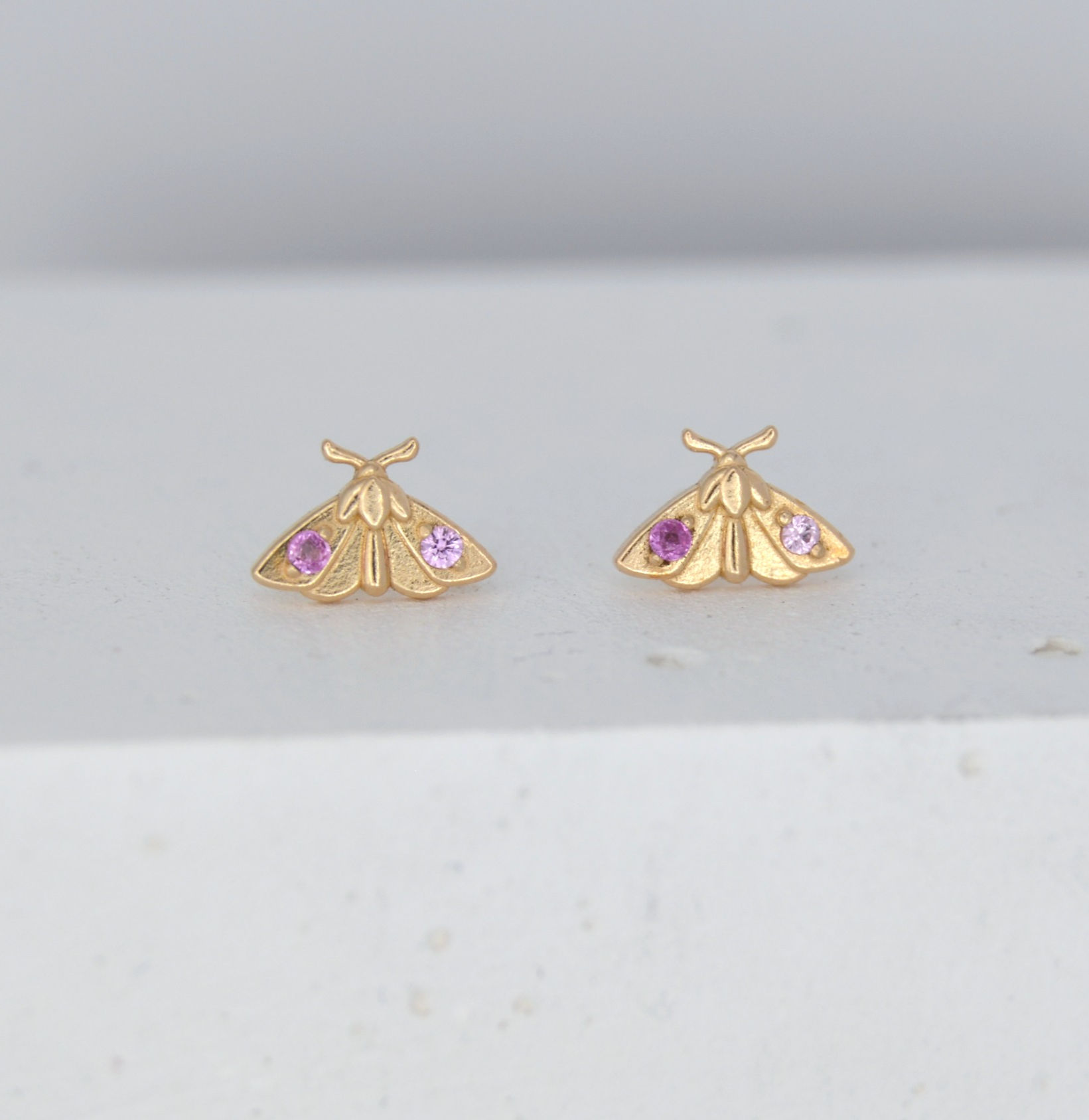 Pink Sapphire Moth Earrings