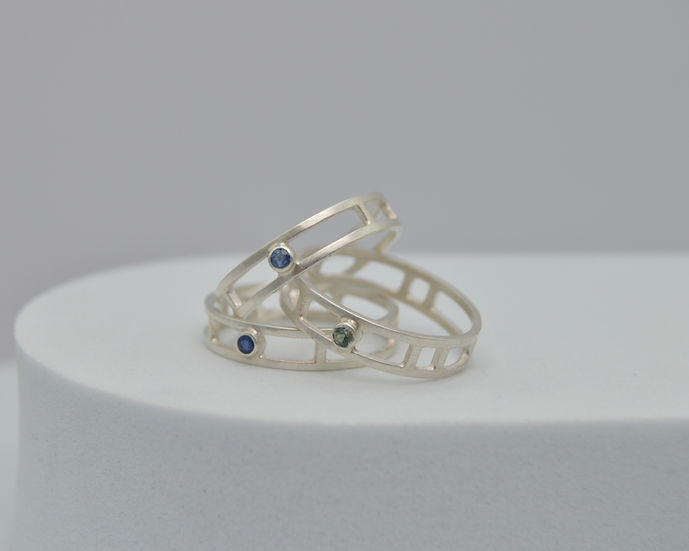 Sapphire Structure Stacking Ring