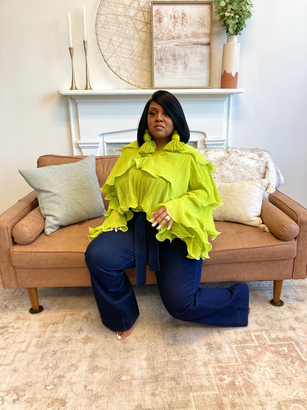 Thumbnail: Summer -Lime Ruffle Blouse