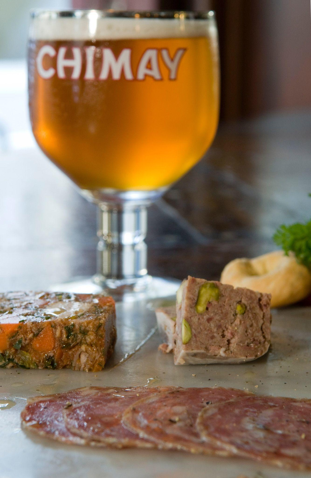 Photo of beer, cheese and salami