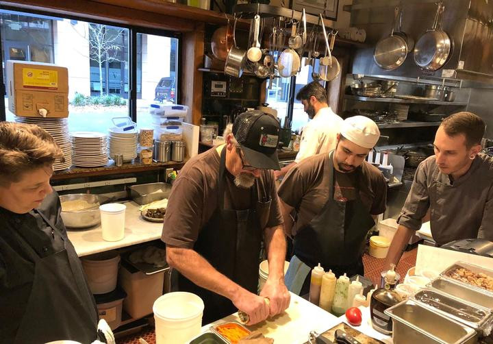 Mr. Higgins who has been standing in the kitchen every day since the restaurant opened
