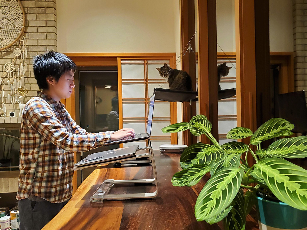 JingWei is working on a computer