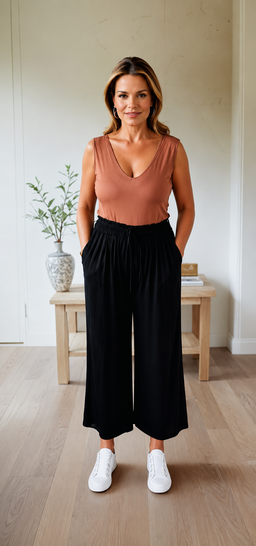 Thumbnail: "Ebony Collection" Ruffle Waist Pants