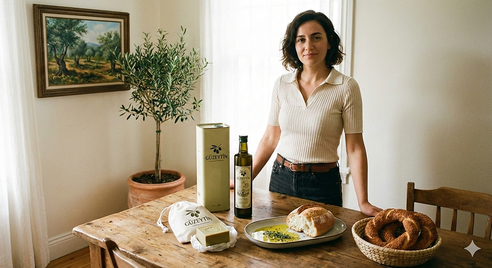 kendi zeytinyağı markasını üretmiş bir kadın