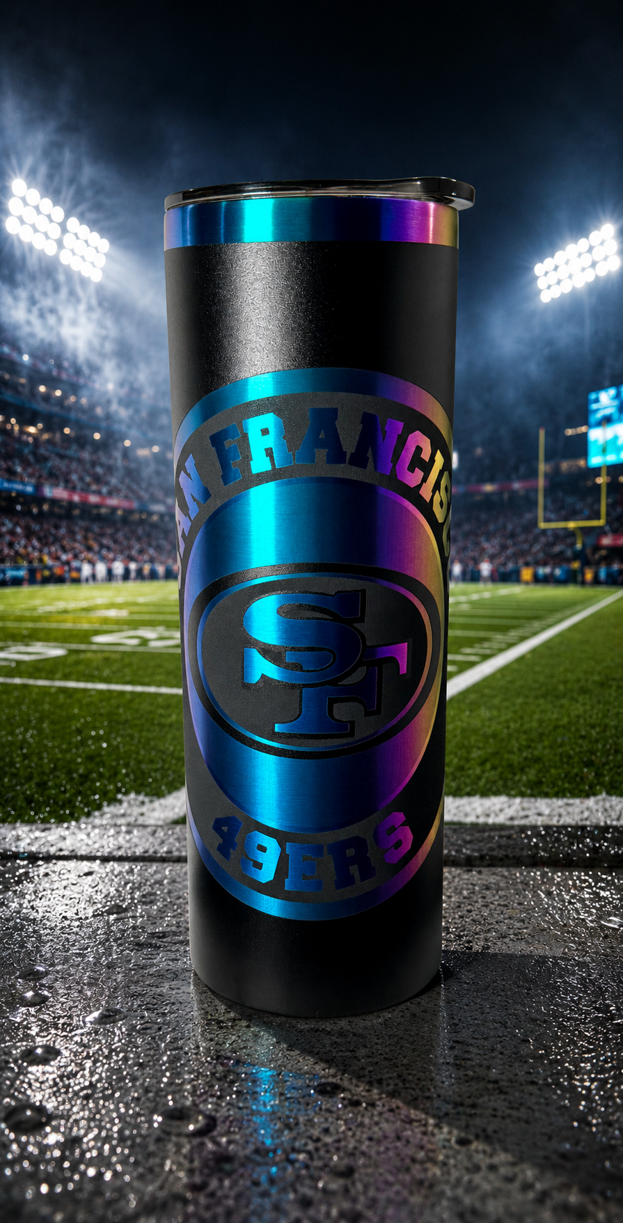 laser engraved tumbler with rainbow background by Kylia's Korner, LLC