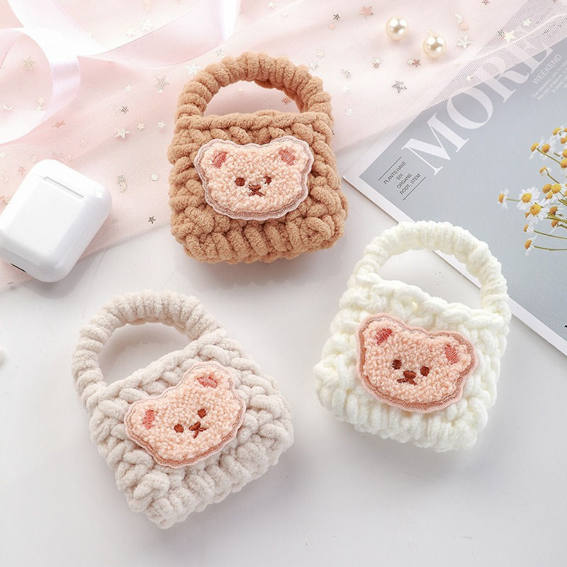Thumbnail: Plush Knitting Bear AirPods Case for Wireless Charging