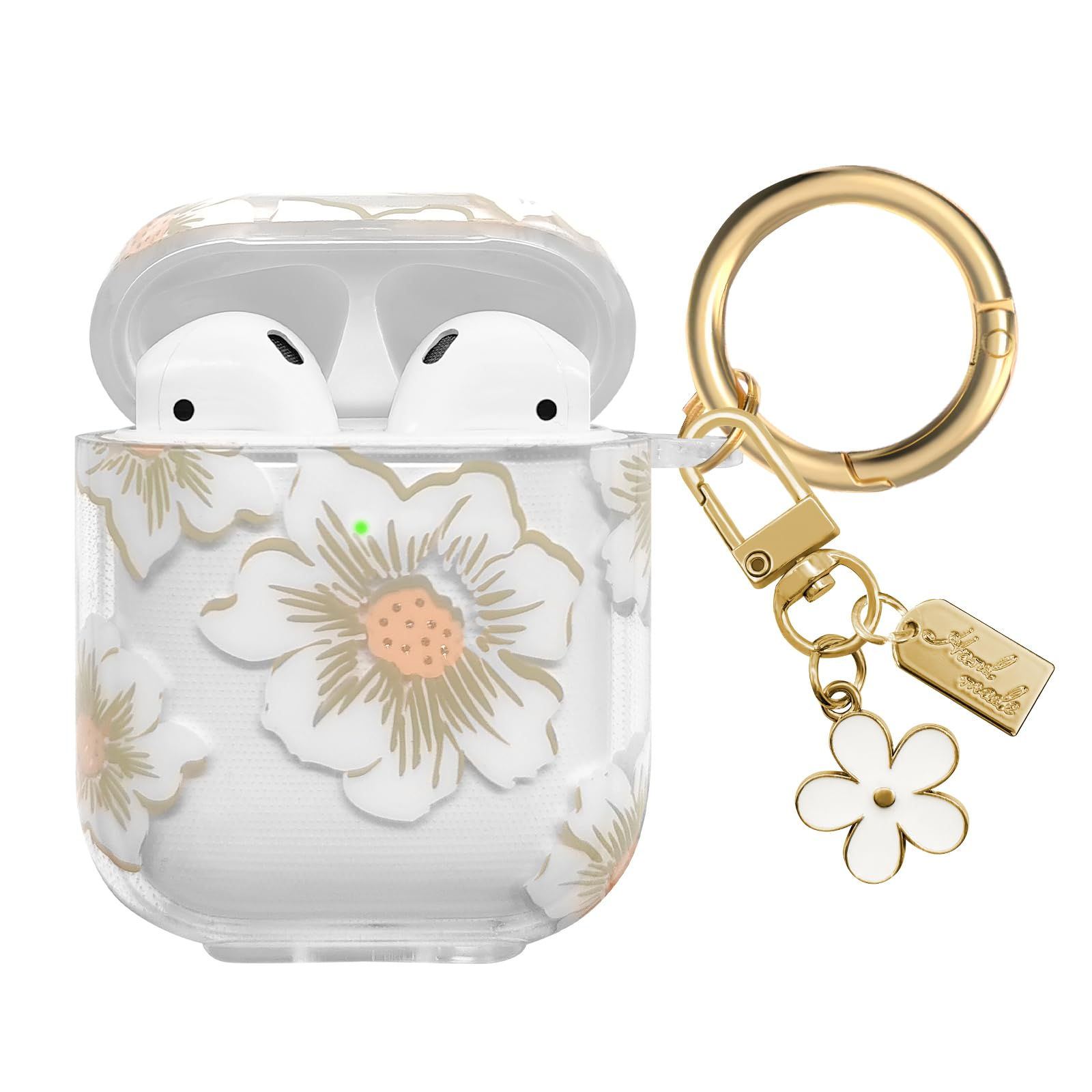 AIIEKZ Compatible with AirPods Case Cover Soft TPU Case with Cute Flower Pattern