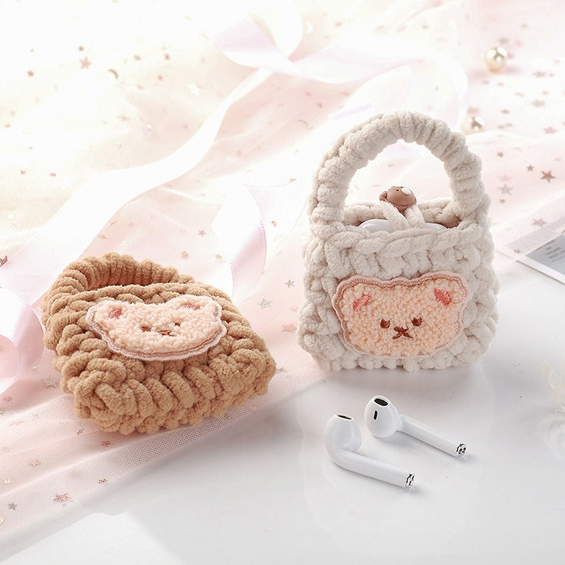 Thumbnail: Plush Knitting Bear AirPods Case for Wireless Charging