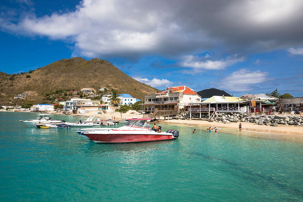 Grand Case waterfront and restaurants on the French side of Saint Martin.