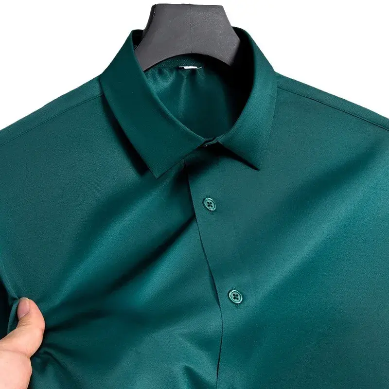 Thumbnail: Summer shirt, men's white glossy non ironing shirt, men's wrinkle resistant ice 