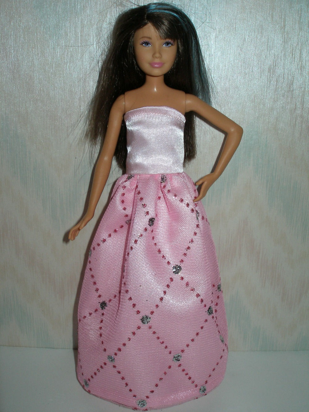 Skipper Pink Satin & Tulle Gown