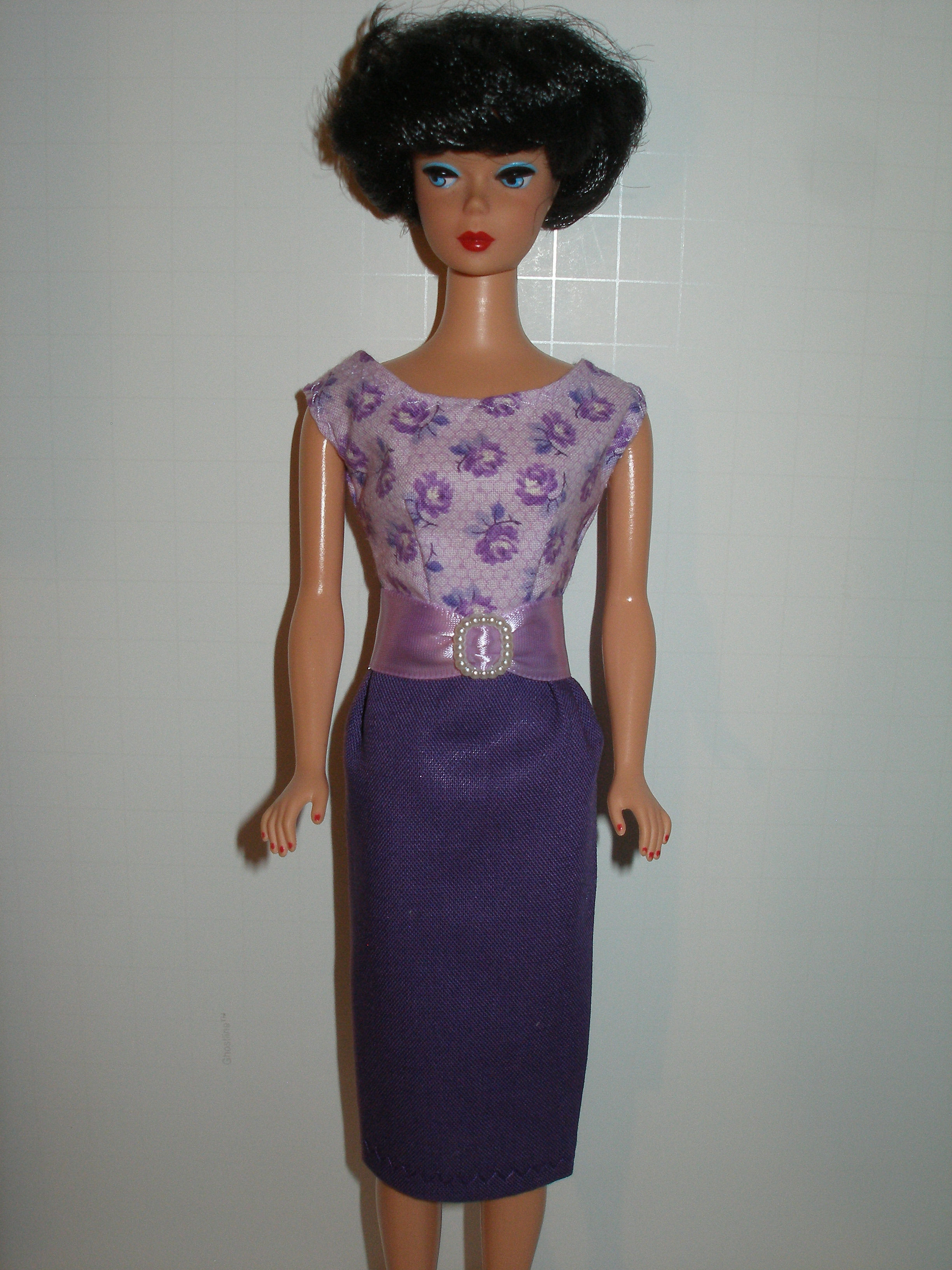 Orchid Rose Print Bodice Sheath w/Purple Skirt