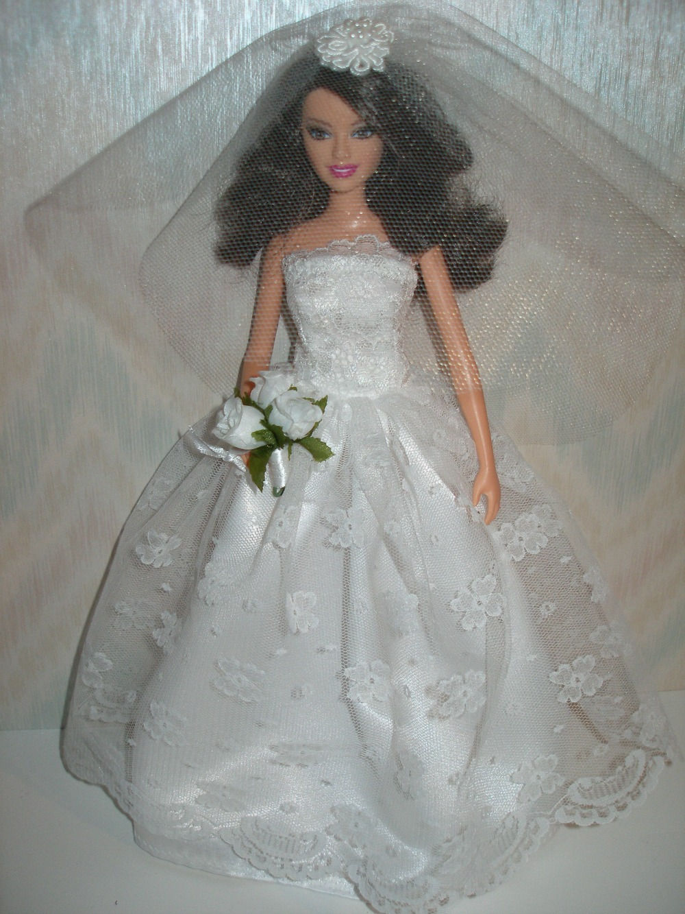 White lace and Satin Wedding Gown