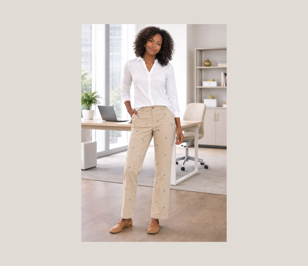 Talbots Embroidered Chino Pants Women’s Classic Khaki, Size 10