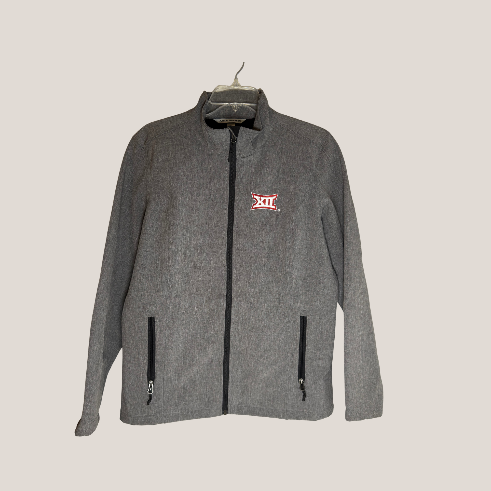 Women's Collegiate Big 12 Conference Gray Soft Shell Jacket Full-Zip, Large