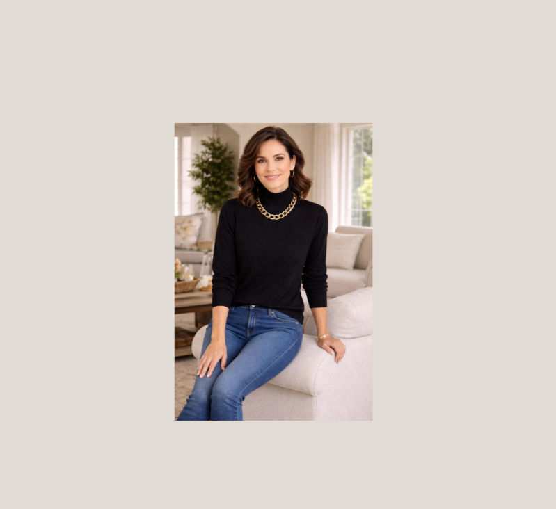 Toscano Made in Italy Black Mock Neck Sweater,Large