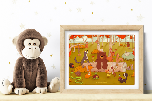 Forest Friends with Hats | Honeybat Art