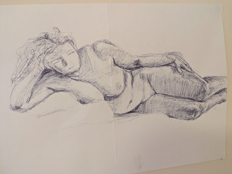 Nude study, biro on paper, 2019