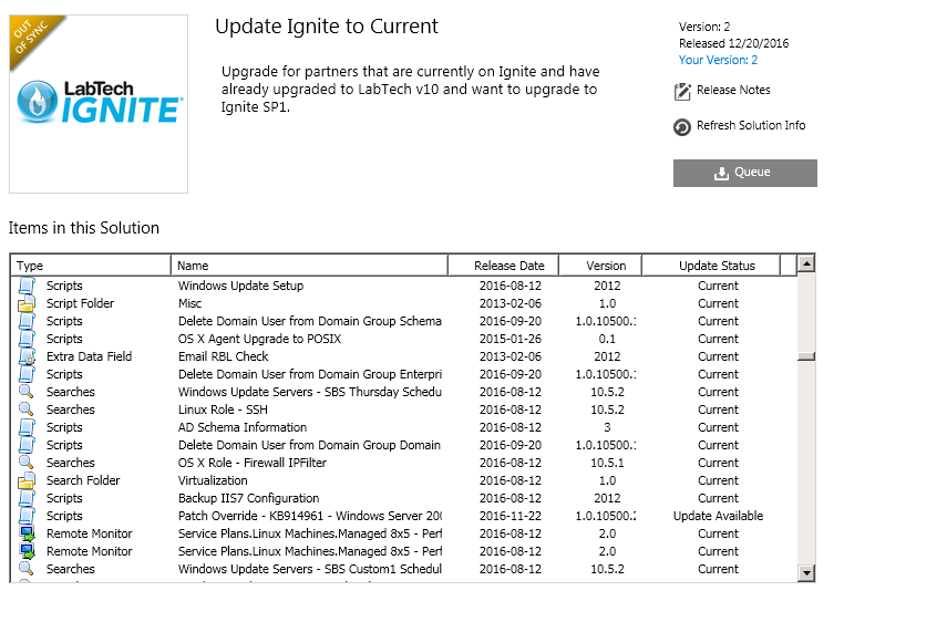 Update Labtech Ignite
